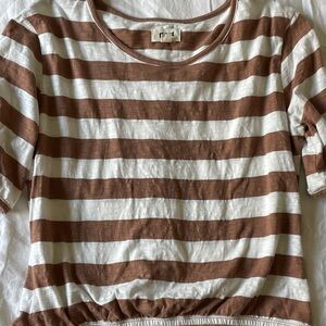 Pact Brown and White Knit Top